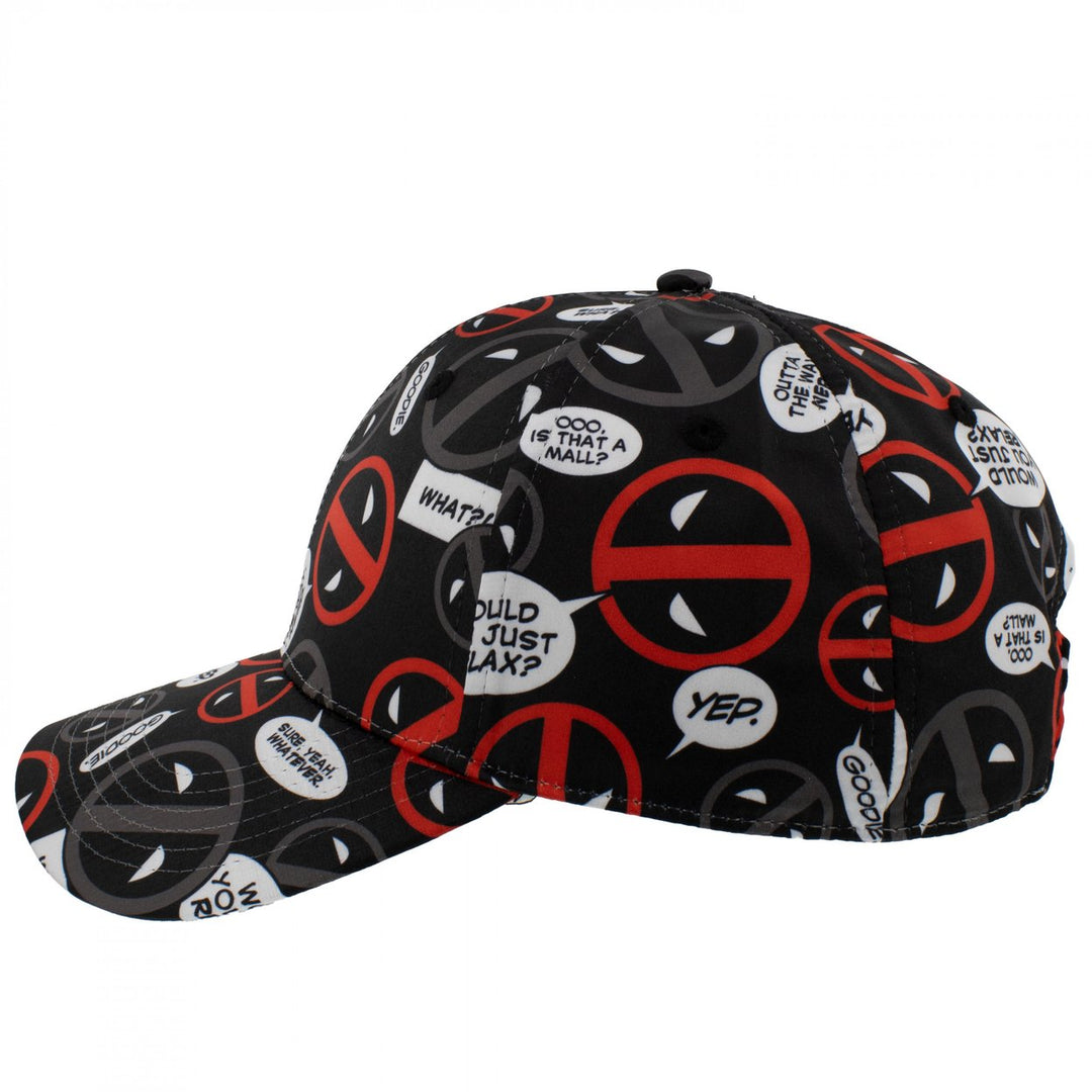 Deadpool Logos and Quotes Collage Snapback Hat Image 4