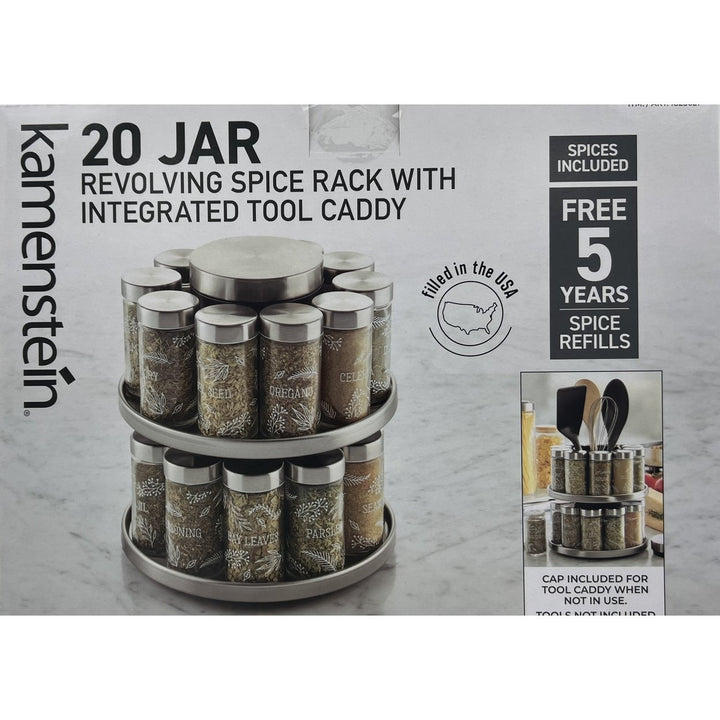 Kamenstein 20 Jar Revolving Spice Rack with Integrated Tool Caddy Image 2