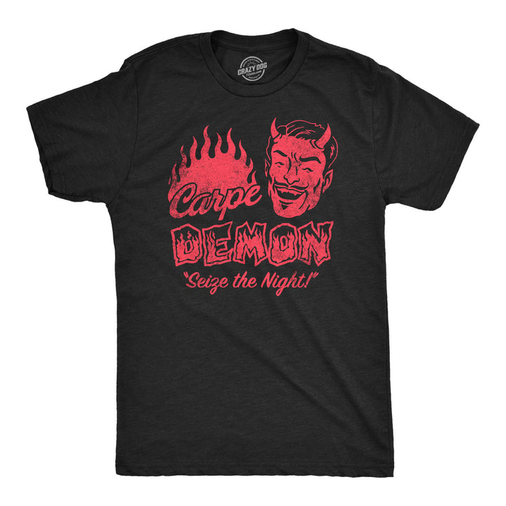 Mens Funny T Shirts Carpe Demon Sarcastic Halloween Graphic Novelty Tee For Men Image 4