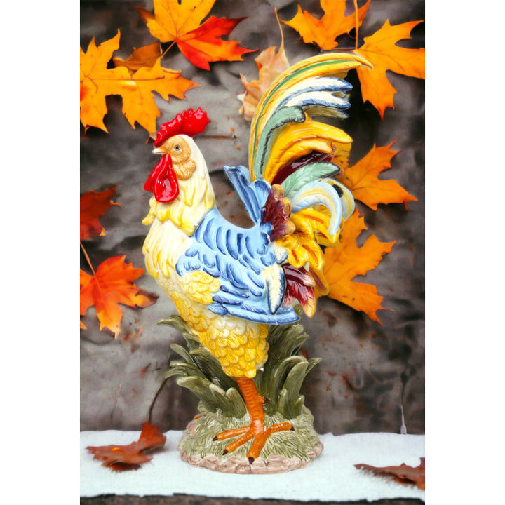 Blue Rooster Figurine 12.5 x 10 x 23.5 Inch Collectible Display Image 1