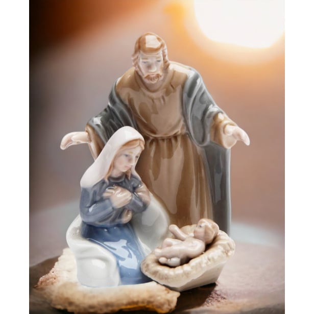 Hand Painted Ceramic Holy Family Nativity Figurine 3.25x2x3.125 Inches Image 1