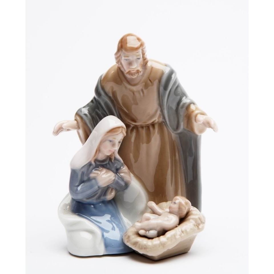 Hand Painted Ceramic Holy Family Nativity Figurine 3.25x2x3.125 Inches Image 3