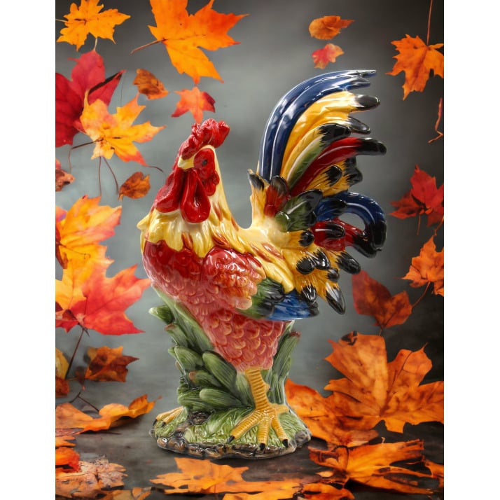 Holiday Red Rooster Figurine 11x6.5x15.75 Inch Collectible Image 1