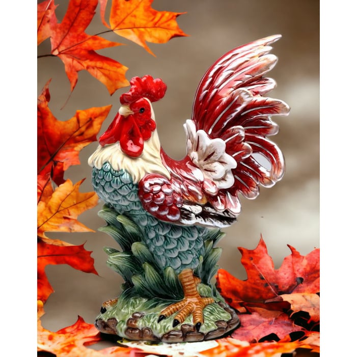 Ceramic Red Rooster Statue Home D cor  Kitchen D cor Farmhouse D cor, Image 1