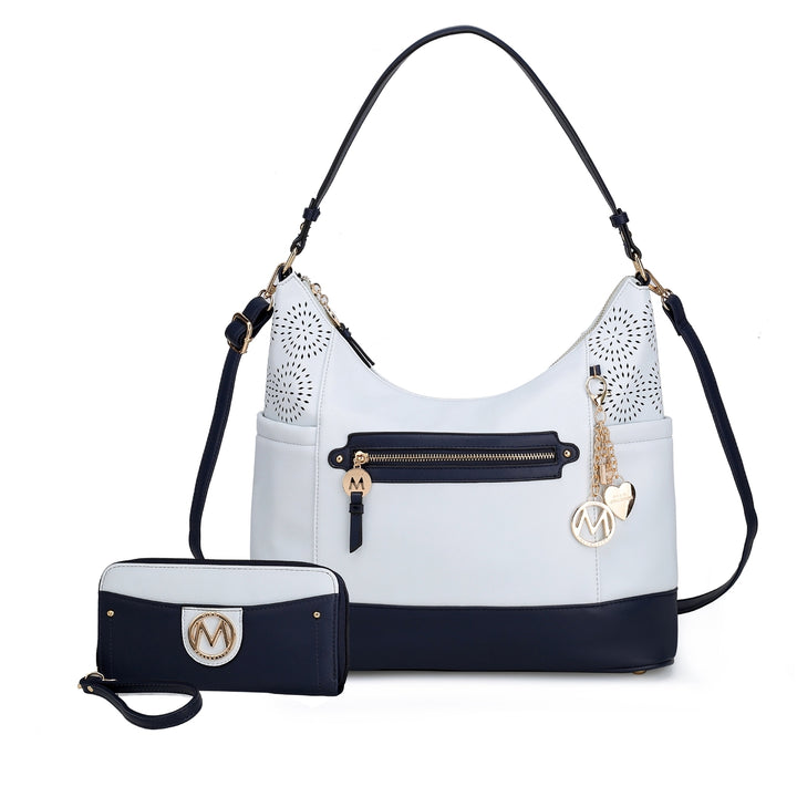 MKFCollection Charlotte Shoulder Bag With Matching Wallet - Vegan Leather Design Image 7