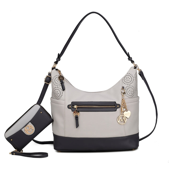 MKFCollection Charlotte Shoulder Bag With Matching Wallet - Vegan Leather Design Image 8