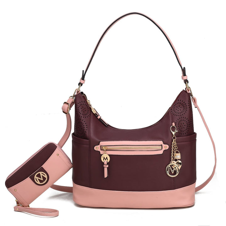 MKFCollection Charlotte Shoulder Bag With Matching Wallet - Vegan Leather Design Image 10