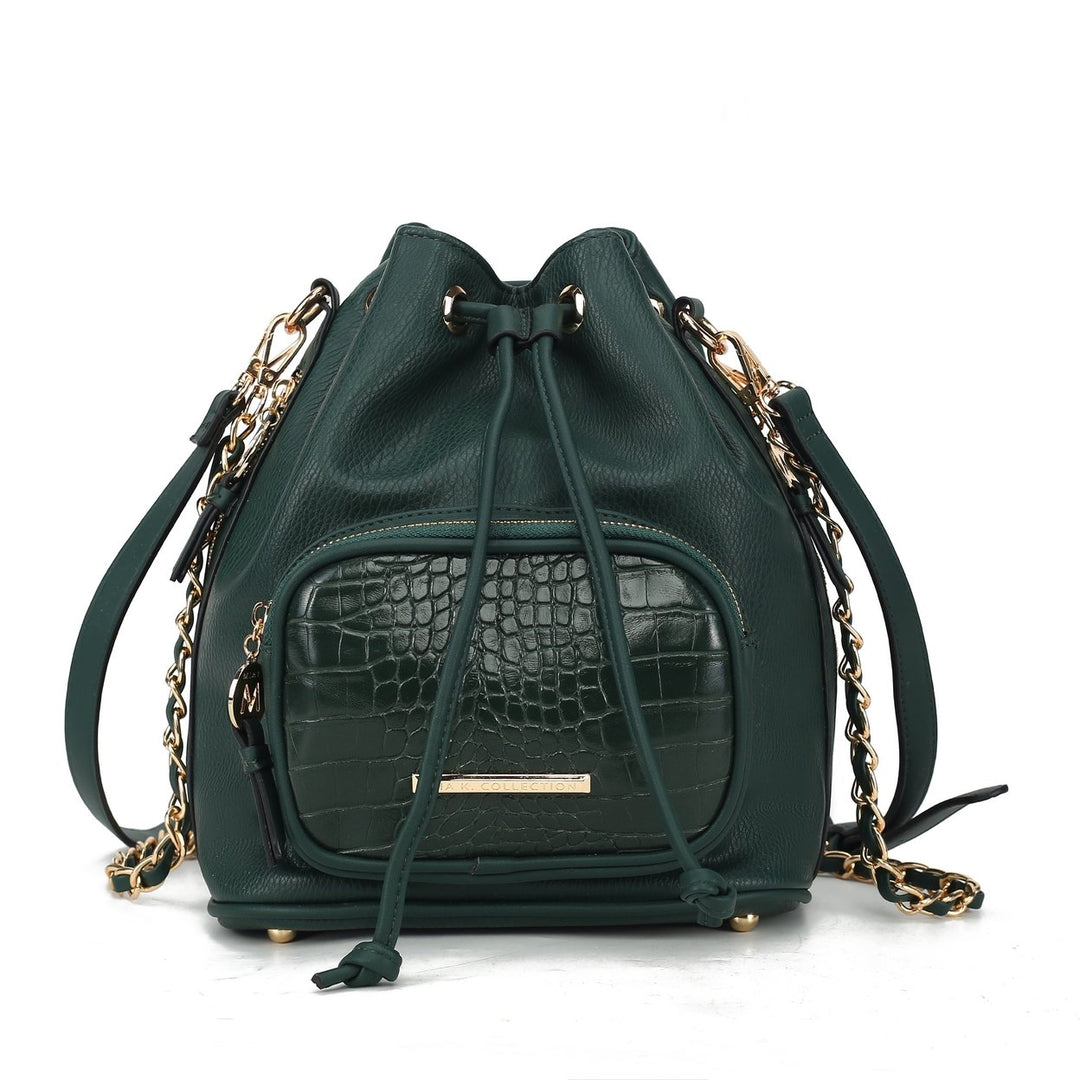 MKFCollection Azalea Bucket Bag - Vegan Leather Designer Handbag Image 8