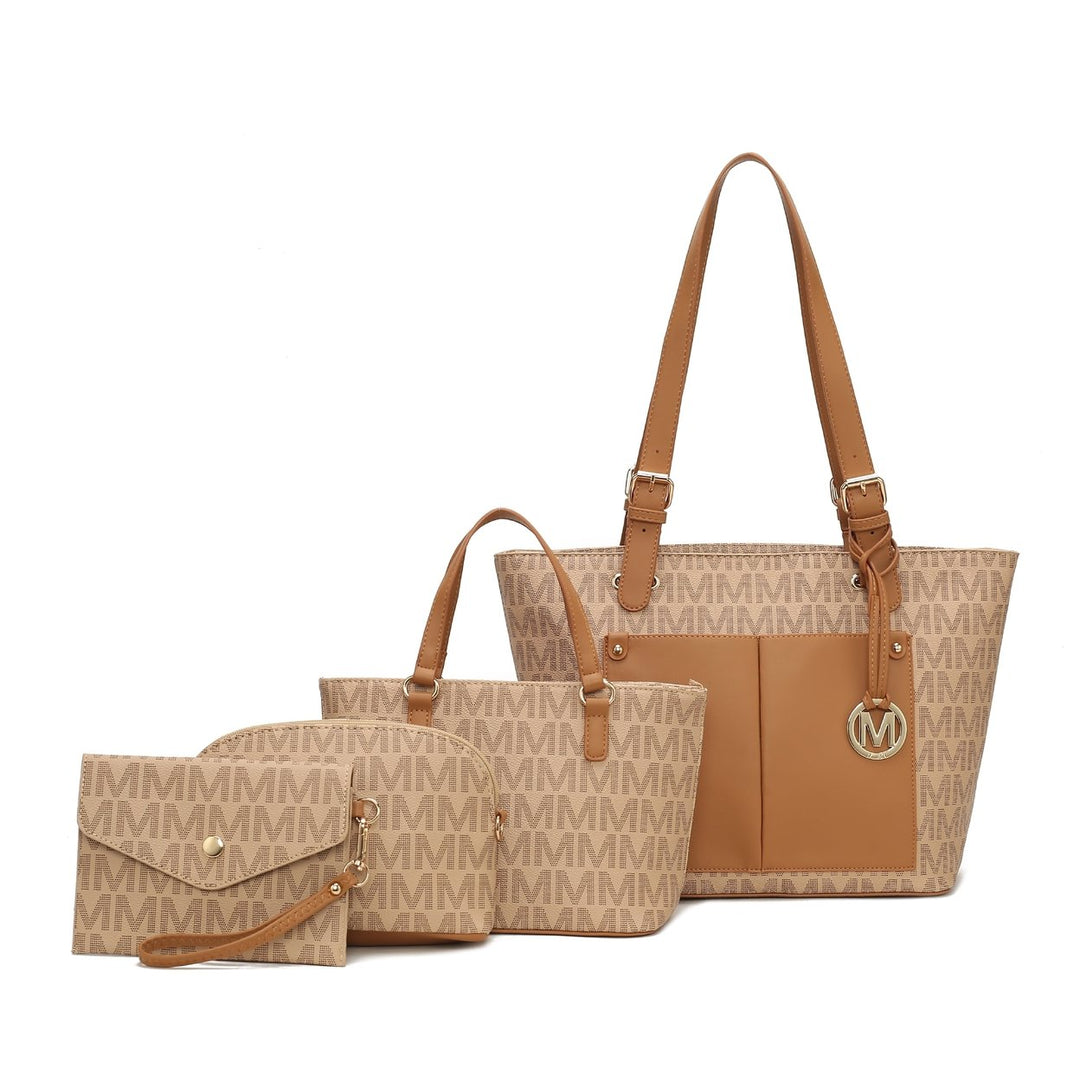 MKFCollection Havenly Signature Tote Bag and Set Vegan Leather Designer Handbag Image 2