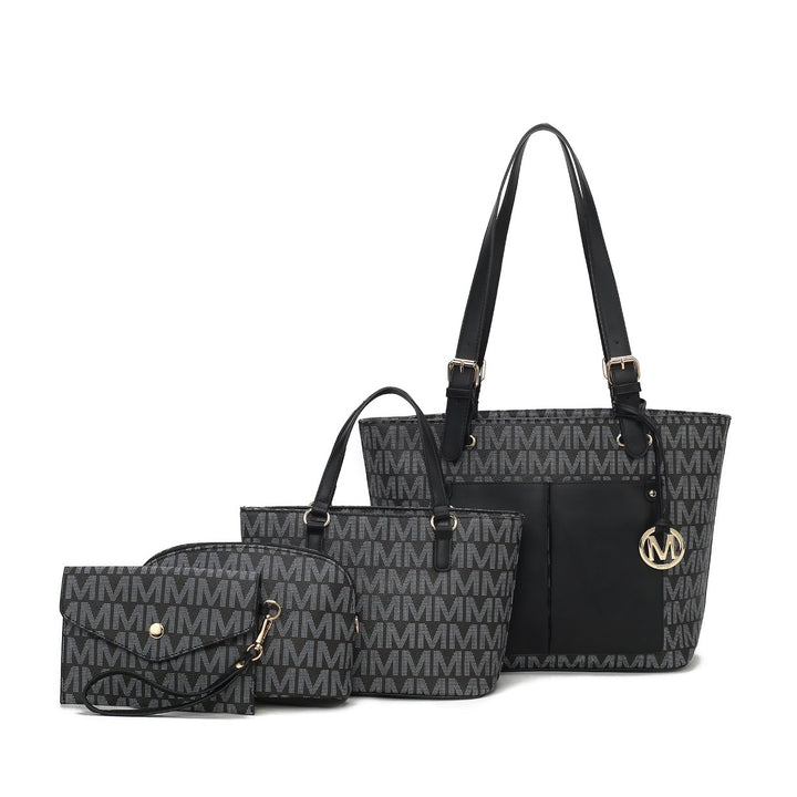 MKFCollection Havenly Signature Tote Bag and Set Vegan Leather Designer Handbag Image 3