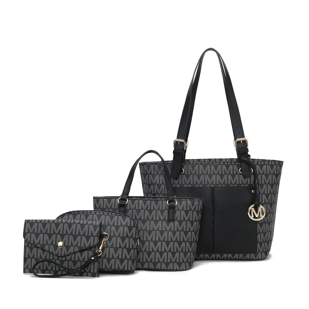 MKFCollection Havenly Signature Tote Bag and Set Vegan Leather Designer Handbag Image 1