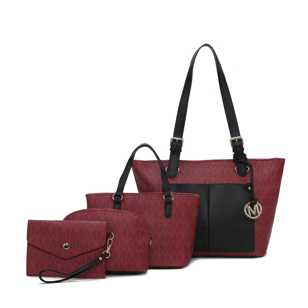 MKFCollection Havenly Signature Tote Bag and Set Vegan Leather Designer Handbag Image 4