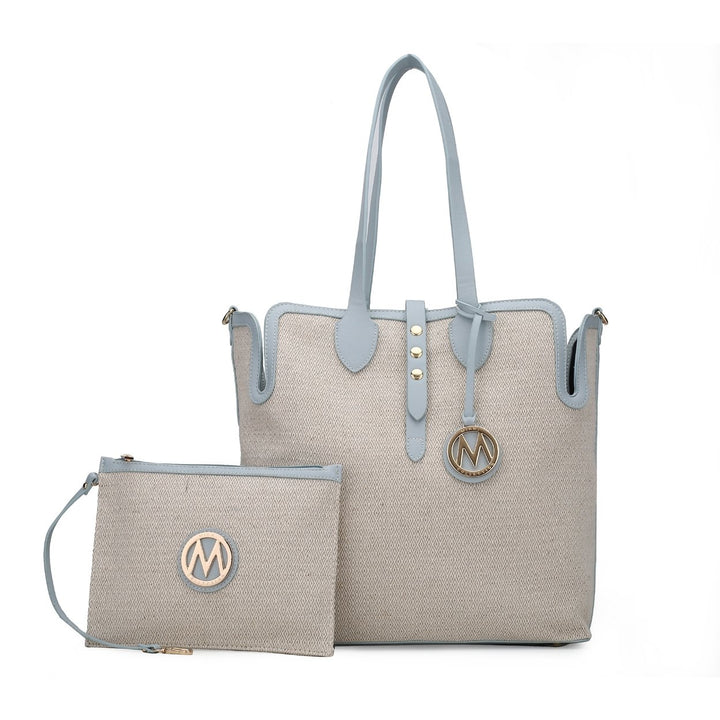 MKFCollection Juliana Tote Bag and Wristlet Set - Vegan Leather Designer Handbag Image 1