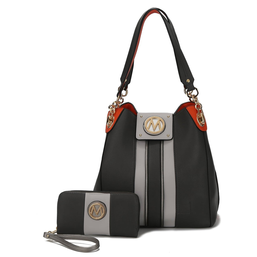 MKFCollection Mirtha Hobo Bag and Wallet Set - Vegan Leather Designer Handbag Image 8