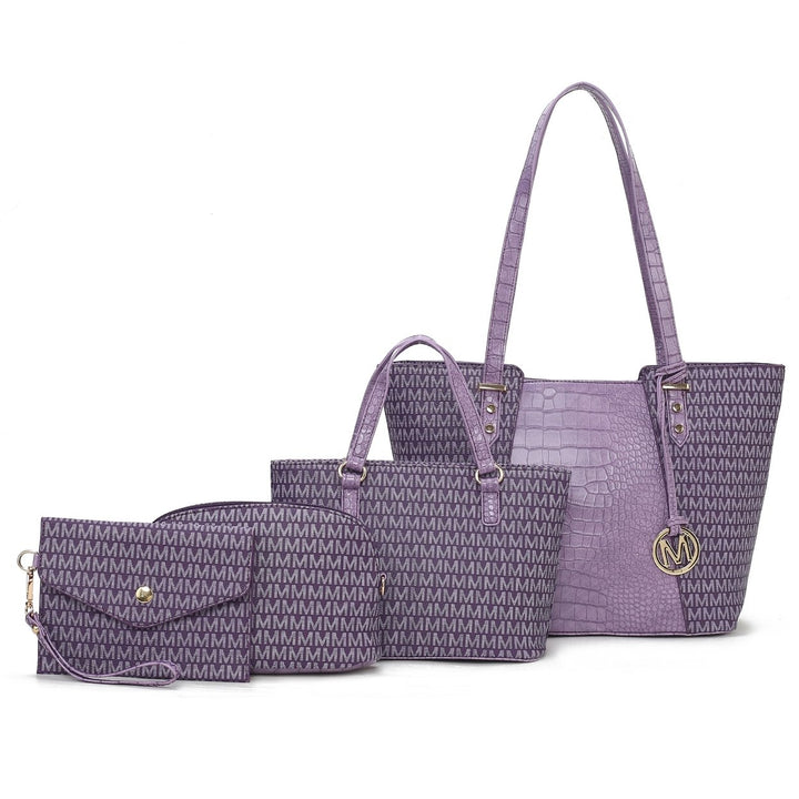 MKFCollection Lippa M Signature Tote and Set - Vegan Leather Designer Handbag Image 6