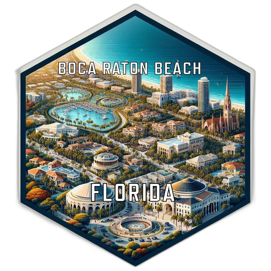 Boca Raton Beach Florida Souvenir Travel Destination Die Cut Hexagon Fridge Magnet Image 1