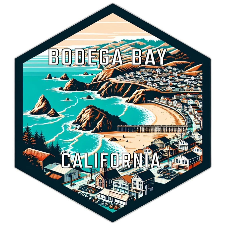 Bodega Bay California Souvenir Travel Destination Die Cut Hexagon Fridge Magnet Image 1