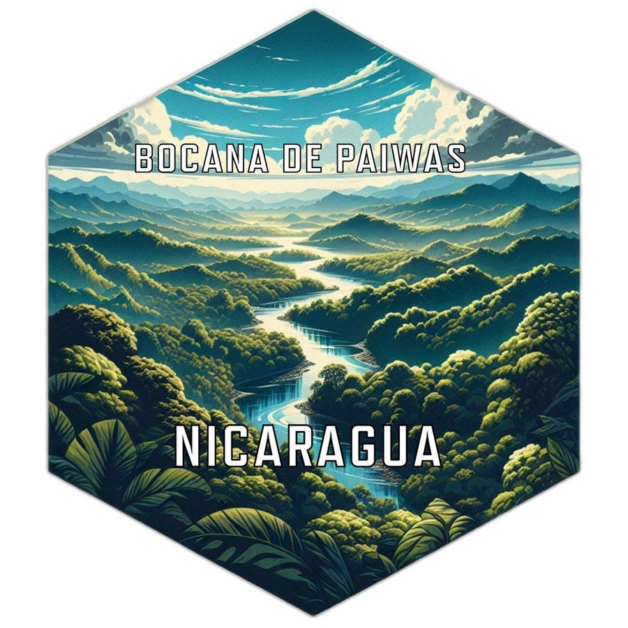 Bocana De Paiwas Nicaragua Souvenir Travel Destination Die Cut Hexagon Fridge Magnet Image 1