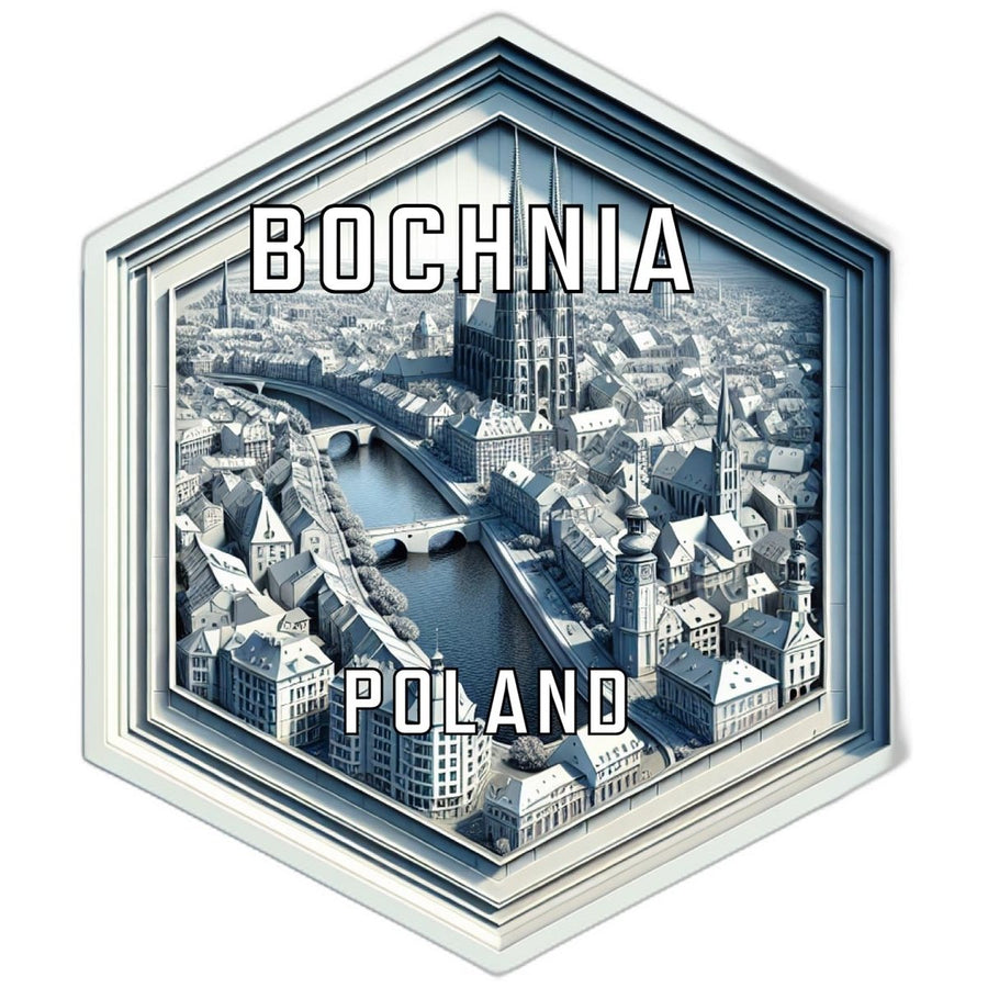 Bochnia Poland Souvenir Travel Destination Die Cut Hexagon Fridge Magnet Image 1