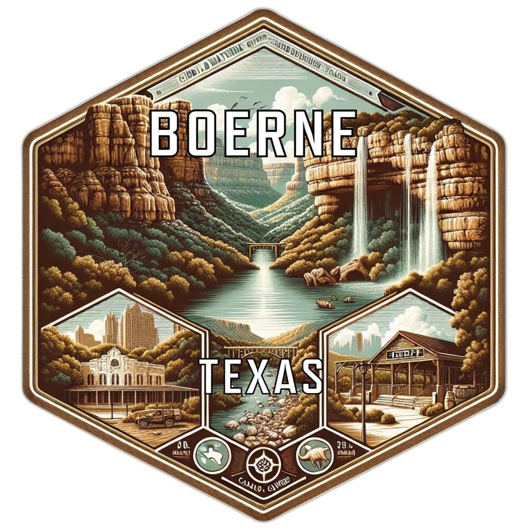 Boerne Texas Souvenir Travel Destination Die Cut Hexagon Fridge Magnet Image 1