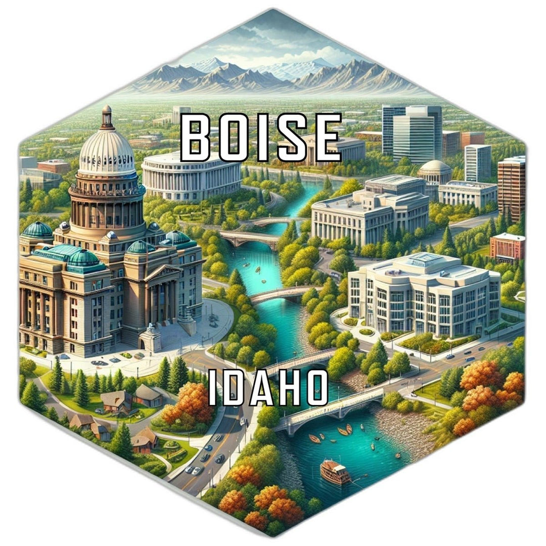 Boise Idaho Souvenir Travel Destination Die Cut Hexagon Fridge Magnet Image 1