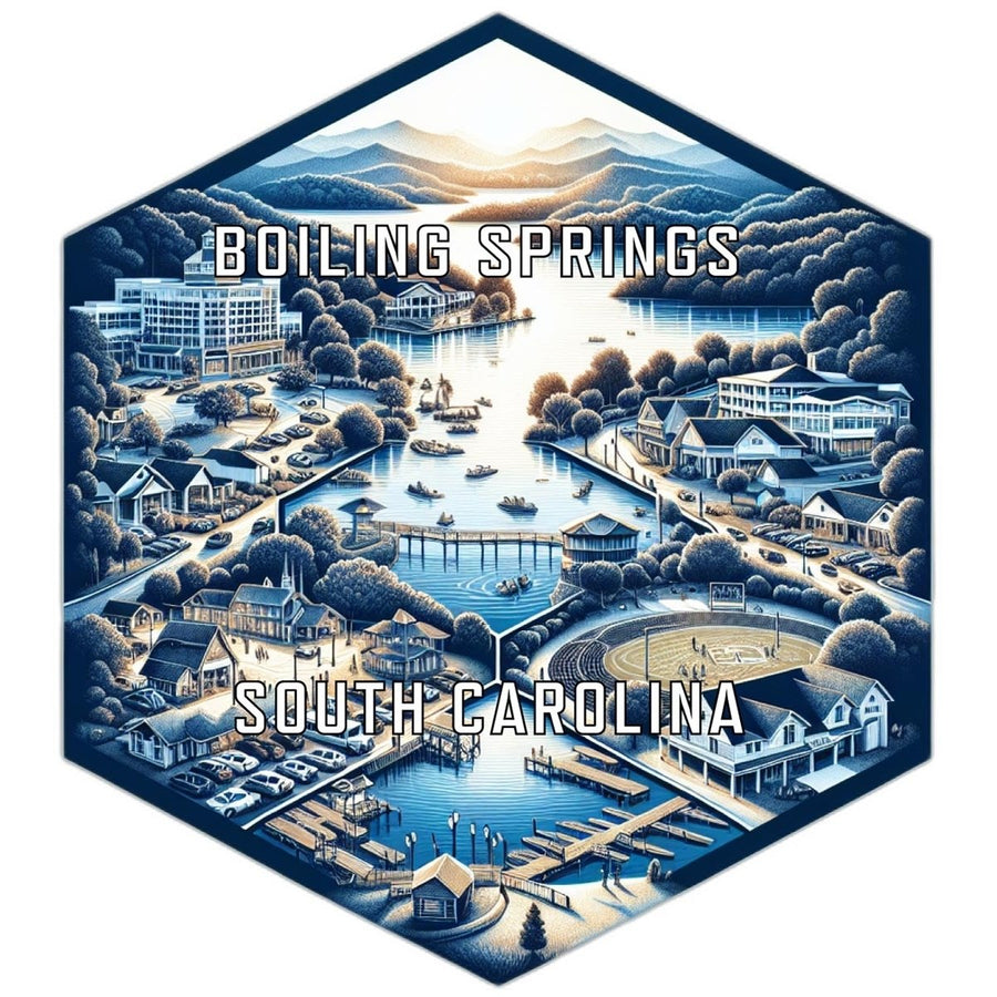 Boiling Springs South Carolina Souvenir Travel Destination Die Cut Hexagon Fridge Magnet Image 1