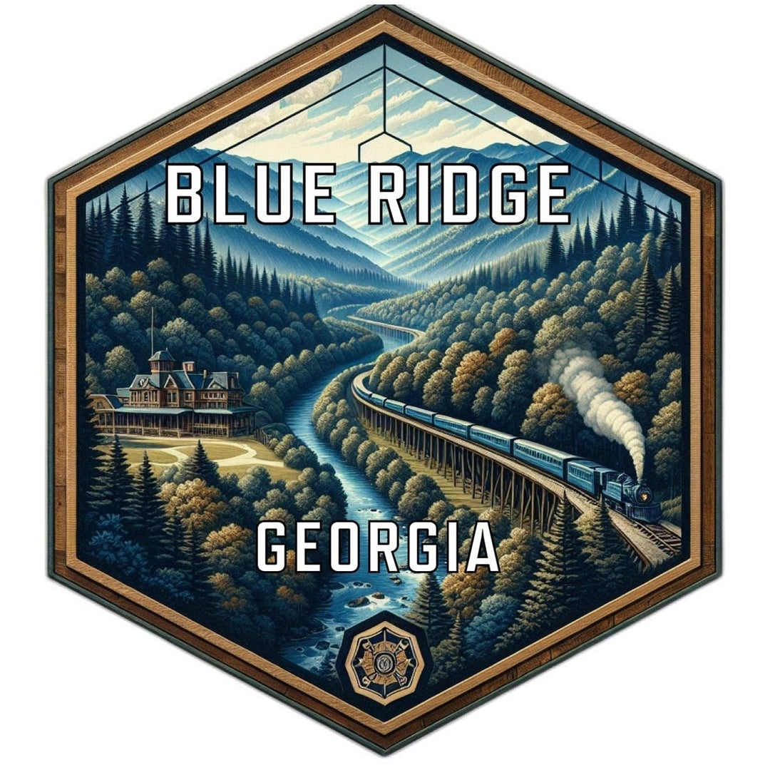 Blue Ridge Georgia Souvenir Travel Destination Die Cut Hexagon Fridge Magnet Image 1