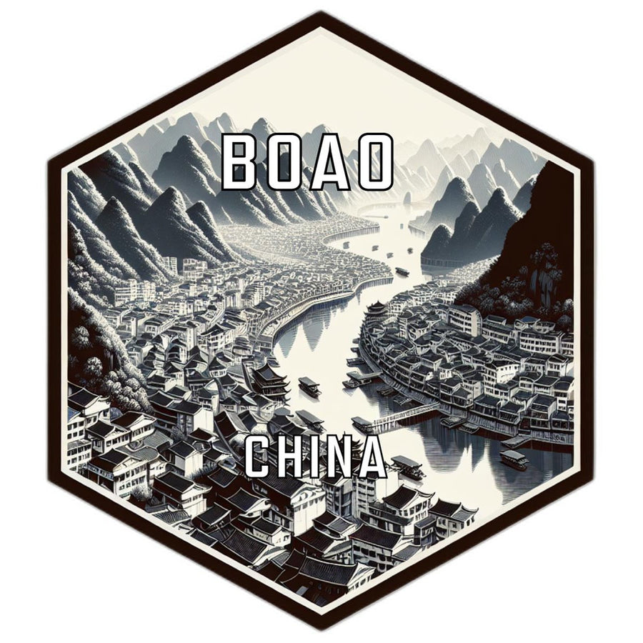 Bo Ao China Souvenir Travel Destination Die Cut Hexagon Fridge Magnet Image 1