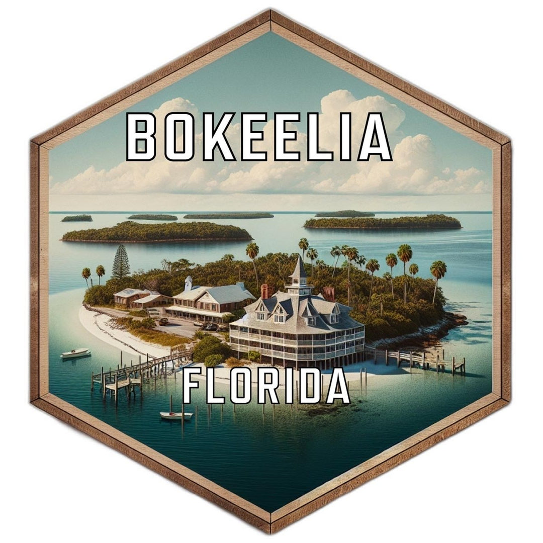 Bokeelia Florida Souvenir Travel Destination Die Cut Hexagon Fridge Magnet Image 1