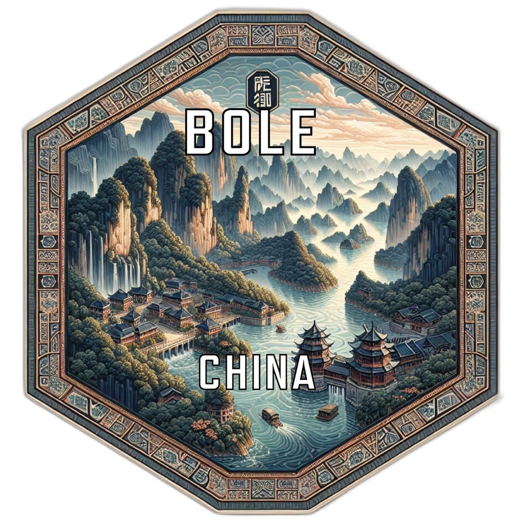 Bole China Souvenir Travel Destination Die Cut Hexagon Fridge Magnet Image 1