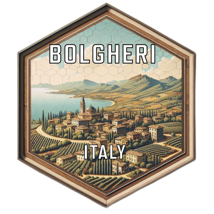 Bolgheri Italy Souvenir Travel Destination Die Cut Hexagon Fridge Magnet Image 1