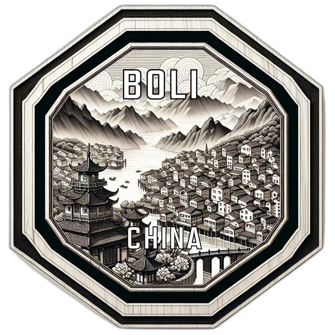 Boli China Souvenir Travel Destination Die Cut Hexagon Fridge Magnet Image 1