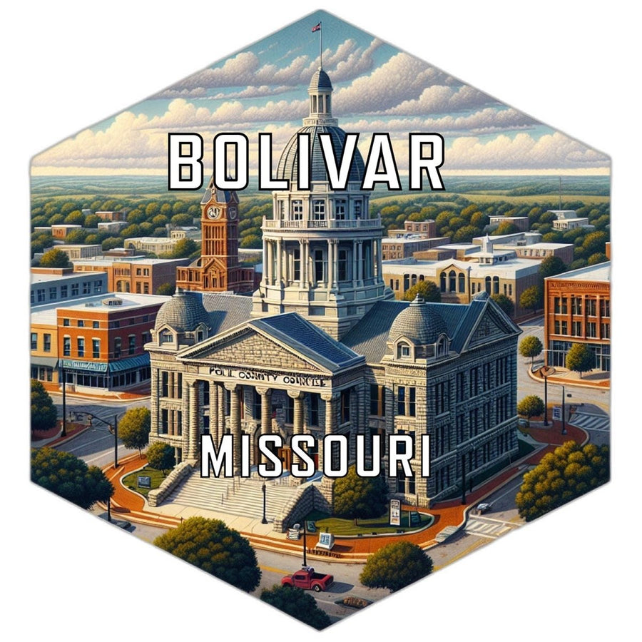 Bolivar Missouri Souvenir Travel Destination Die Cut Hexagon Fridge Magnet Image 1