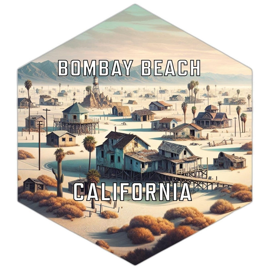 Bombay Beach California Souvenir Travel Destination Die Cut Hexagon Fridge Magnet Image 1