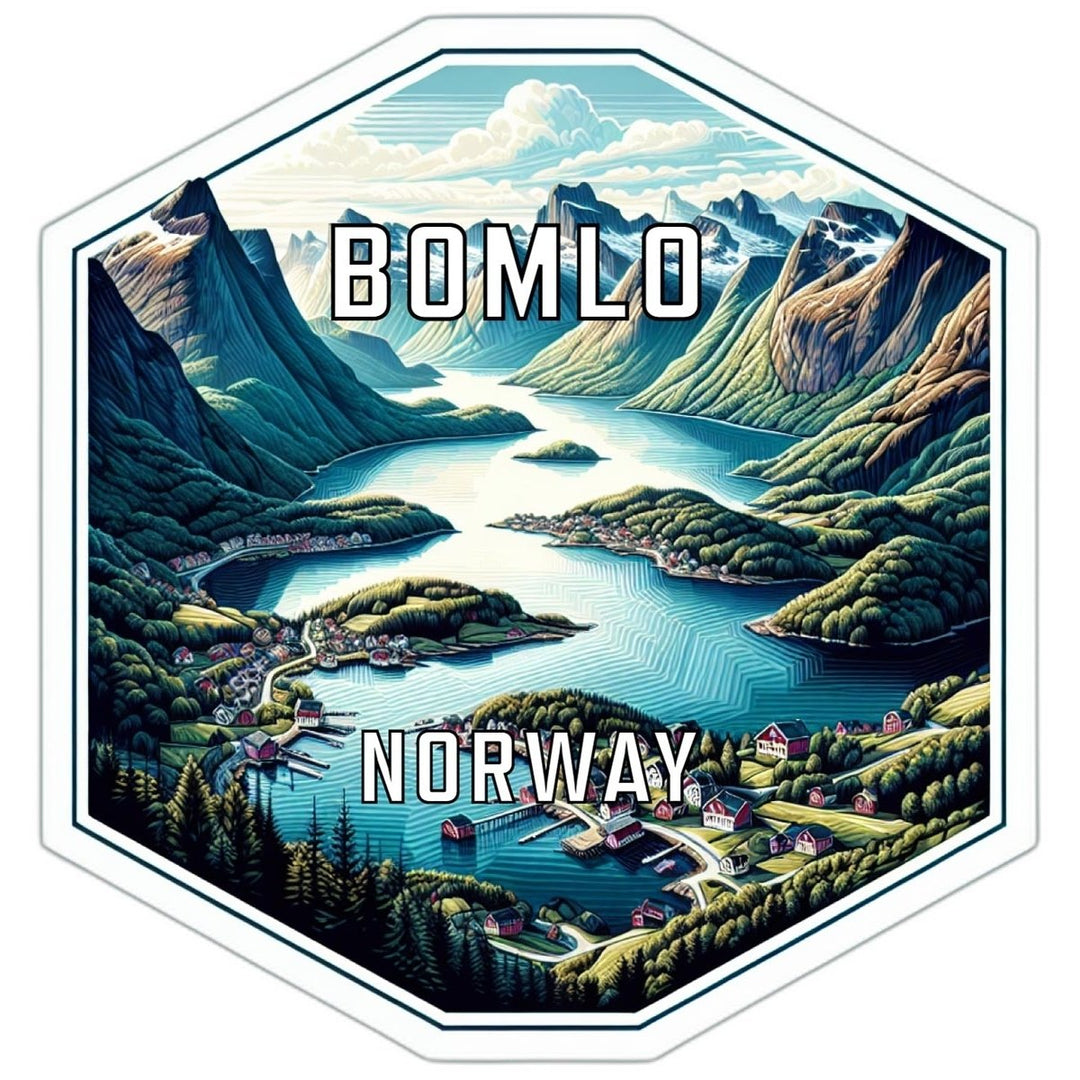 Bomlo Norway Souvenir Travel Destination Die Cut Hexagon Fridge Magnet Image 1