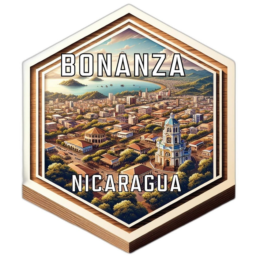 Bonanza Nicaragua Souvenir Travel Destination Die Cut Hexagon Fridge Magnet Image 1