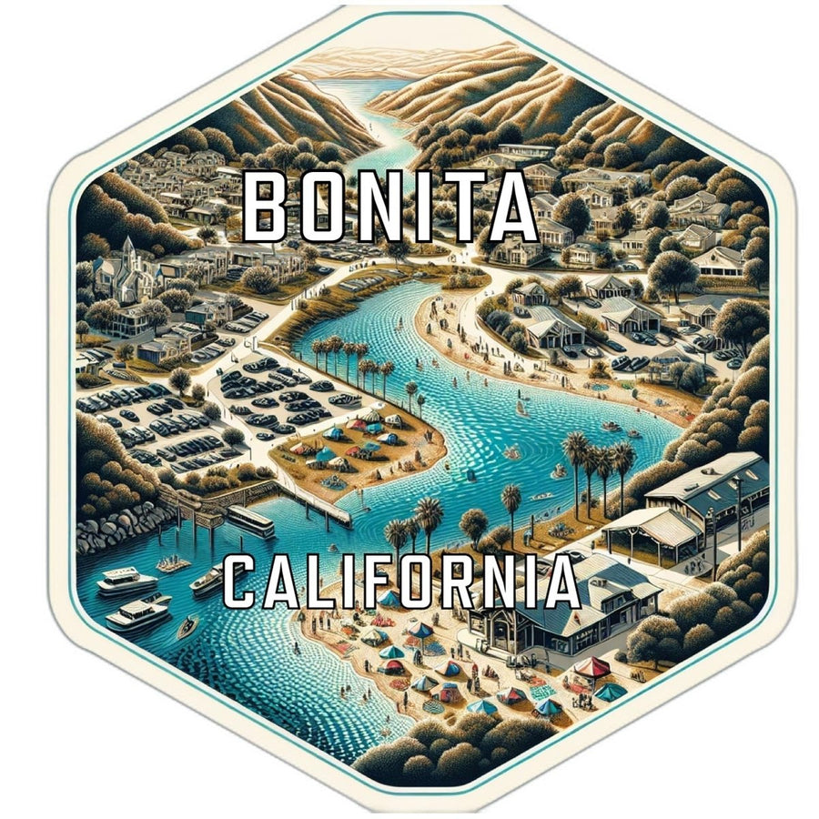 Bonita California Souvenir Travel Destination Die Cut Hexagon Fridge Magnet Image 1