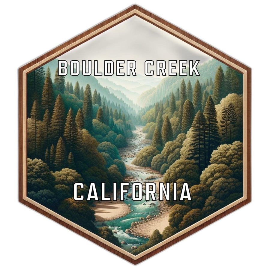 Boulder Creek California Souvenir Travel Destination Die Cut Hexagon Fridge Magnet Image 1