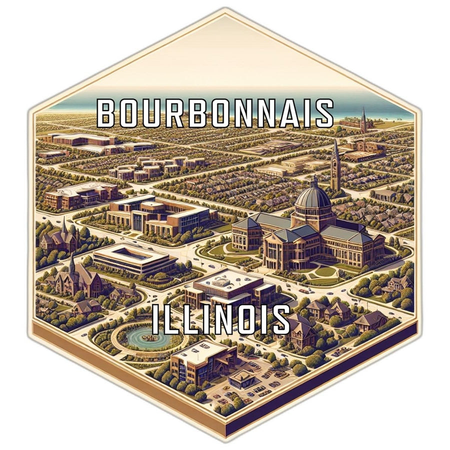 Bourbonnais Illinois Souvenir Travel Destination Die Cut Hexagon Fridge Magnet Image 1