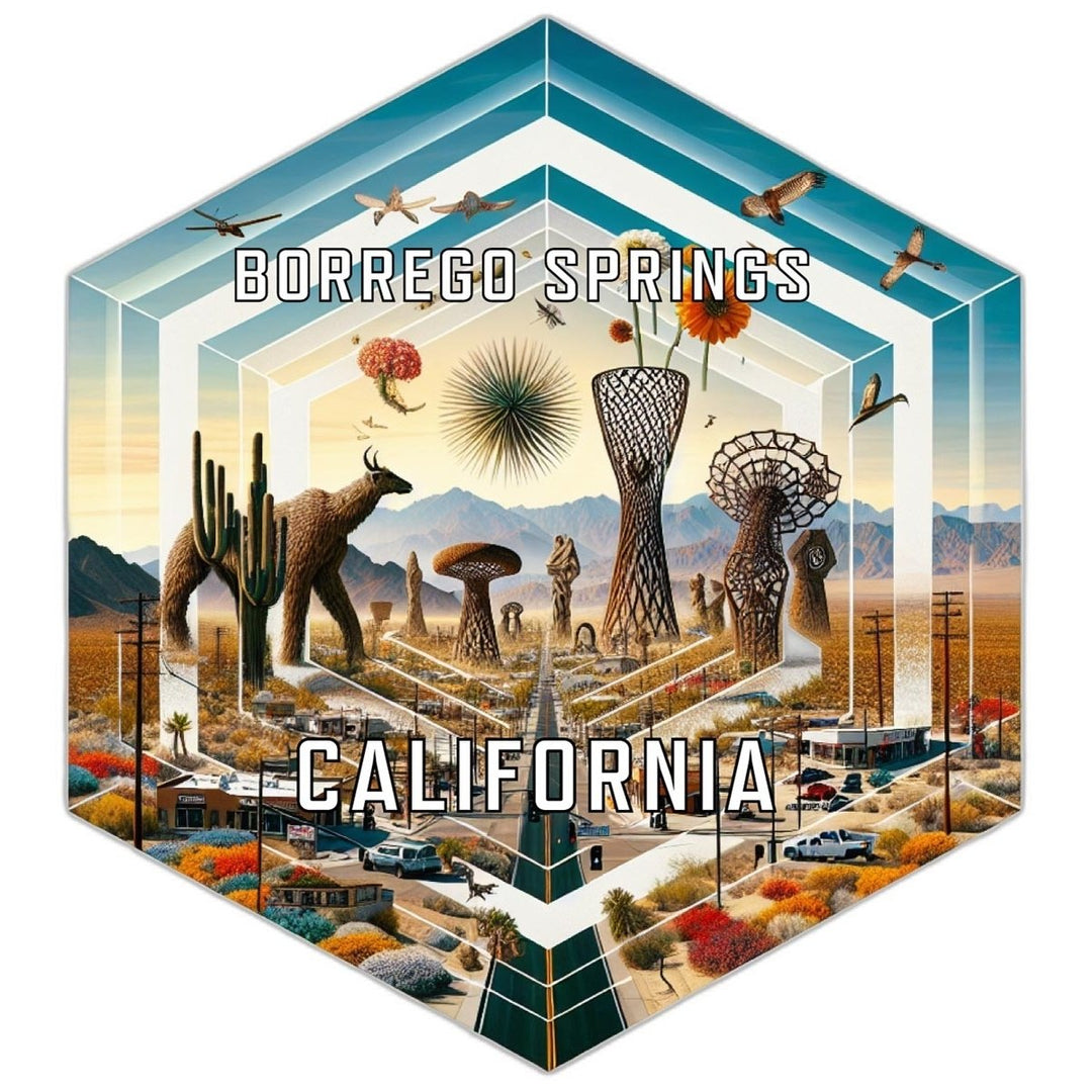 Borrego Springs California Souvenir Travel Destination Die Cut Hexagon Fridge Magnet Image 1