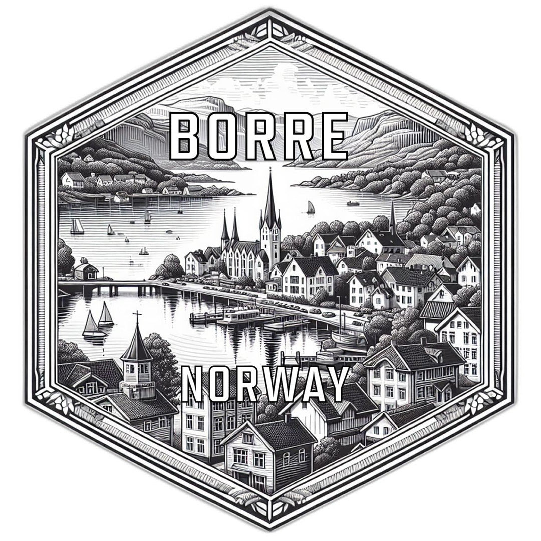 Borre Norway Souvenir Travel Destination Die Cut Hexagon Fridge Magnet Image 1