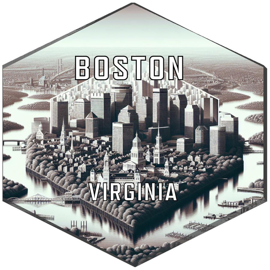 Boston Virginia Souvenir Travel Destination Die Cut Hexagon Fridge Magnet Image 1