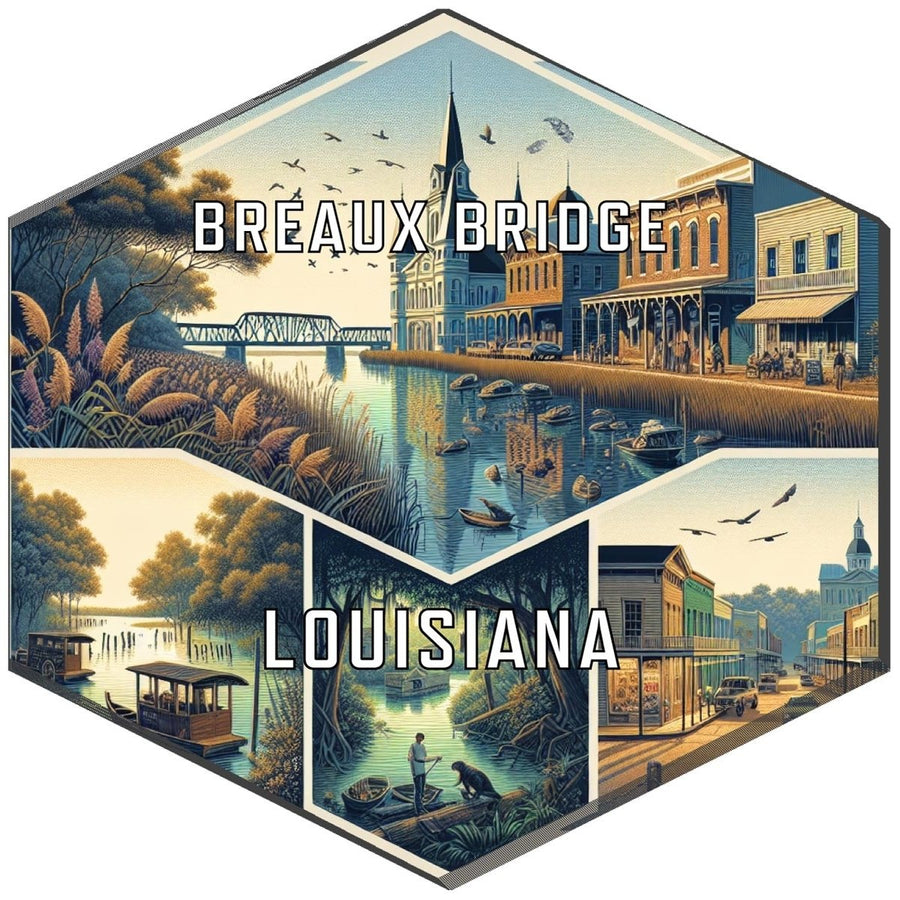 Breaux Bridge Louisiana Souvenir Travel Destination Die Cut Hexagon Fridge Magnet Image 1