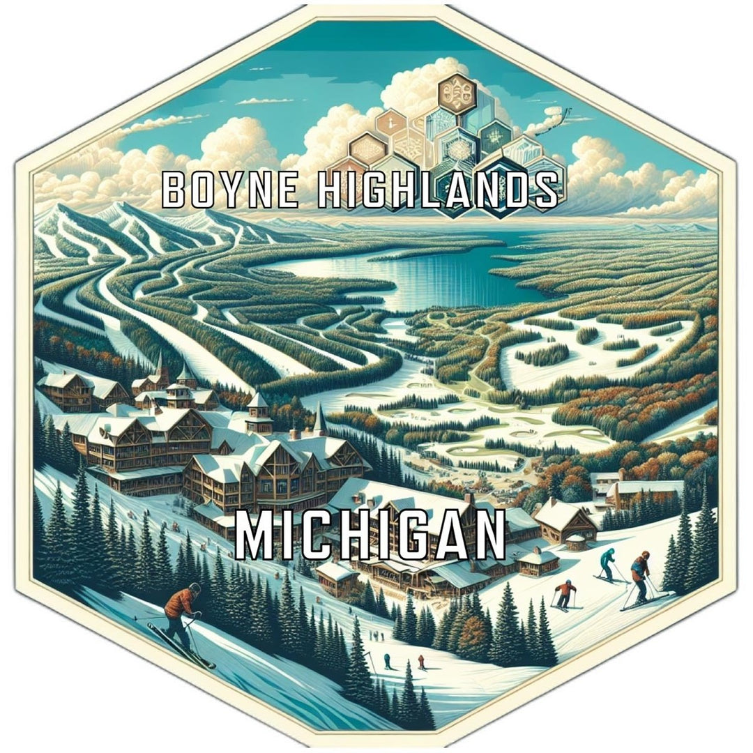 Boyne Highlands Michigan Souvenir Travel Destination Die Cut Hexagon Fridge Magnet Image 1