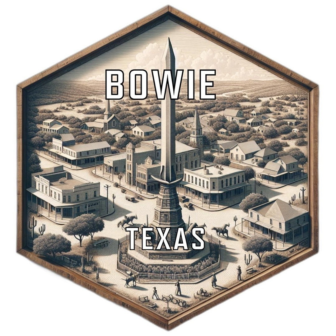 Bowie Texas Souvenir Travel Destination Die Cut Hexagon Fridge Magnet Image 1