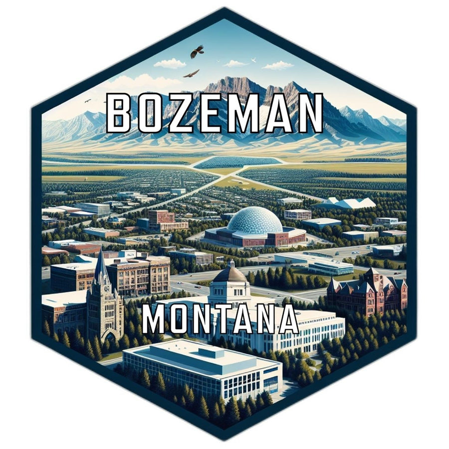 Bozeman Montana Souvenir Travel Destination Die Cut Hexagon Fridge Magnet Image 1