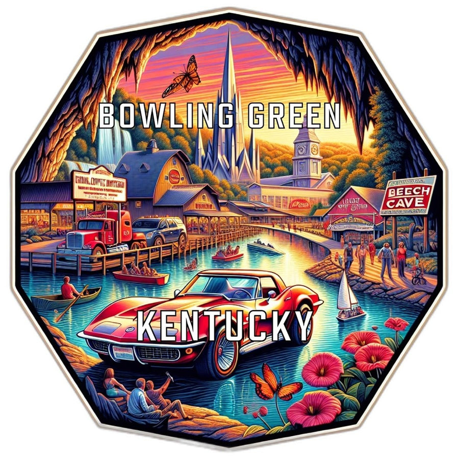 Bowling Green Kentucky Souvenir Travel Destination Die Cut Hexagon Fridge Magnet Image 1