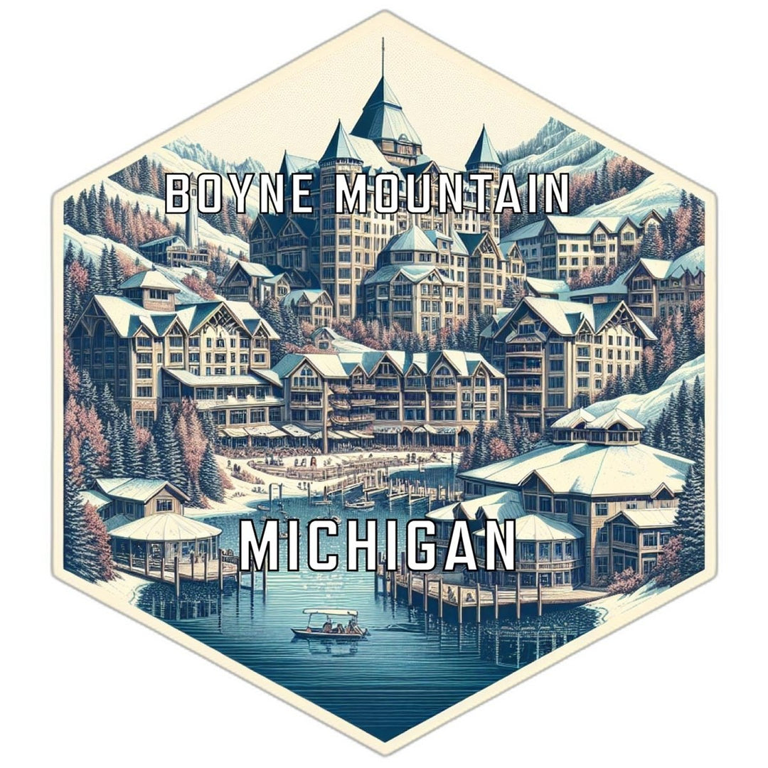 Boyne Mountain Michigan Souvenir Travel Destination Die Cut Hexagon Fridge Magnet Image 1