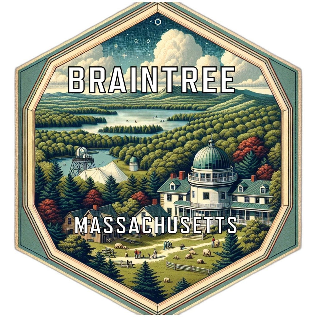 Braintree Massachusetts Souvenir Travel Destination Die Cut Hexagon Fridge Magnet Image 1