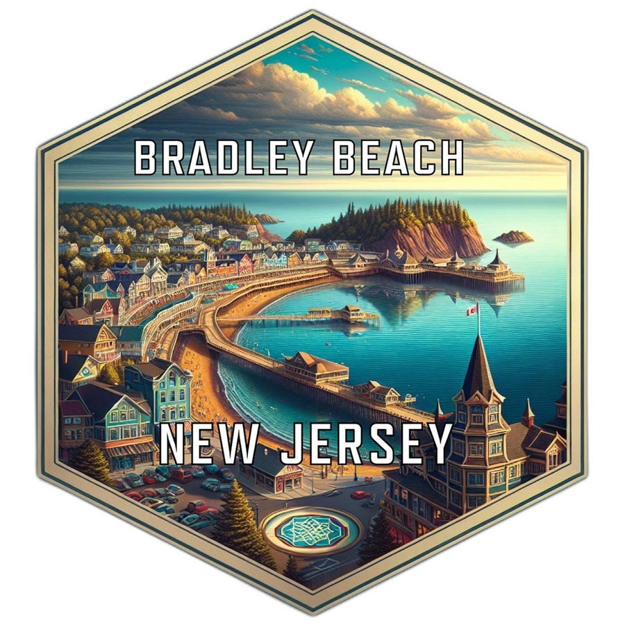 Bradley Beach Jersey Souvenir Travel Destination Die Cut Hexagon Fridge Magnet Image 1